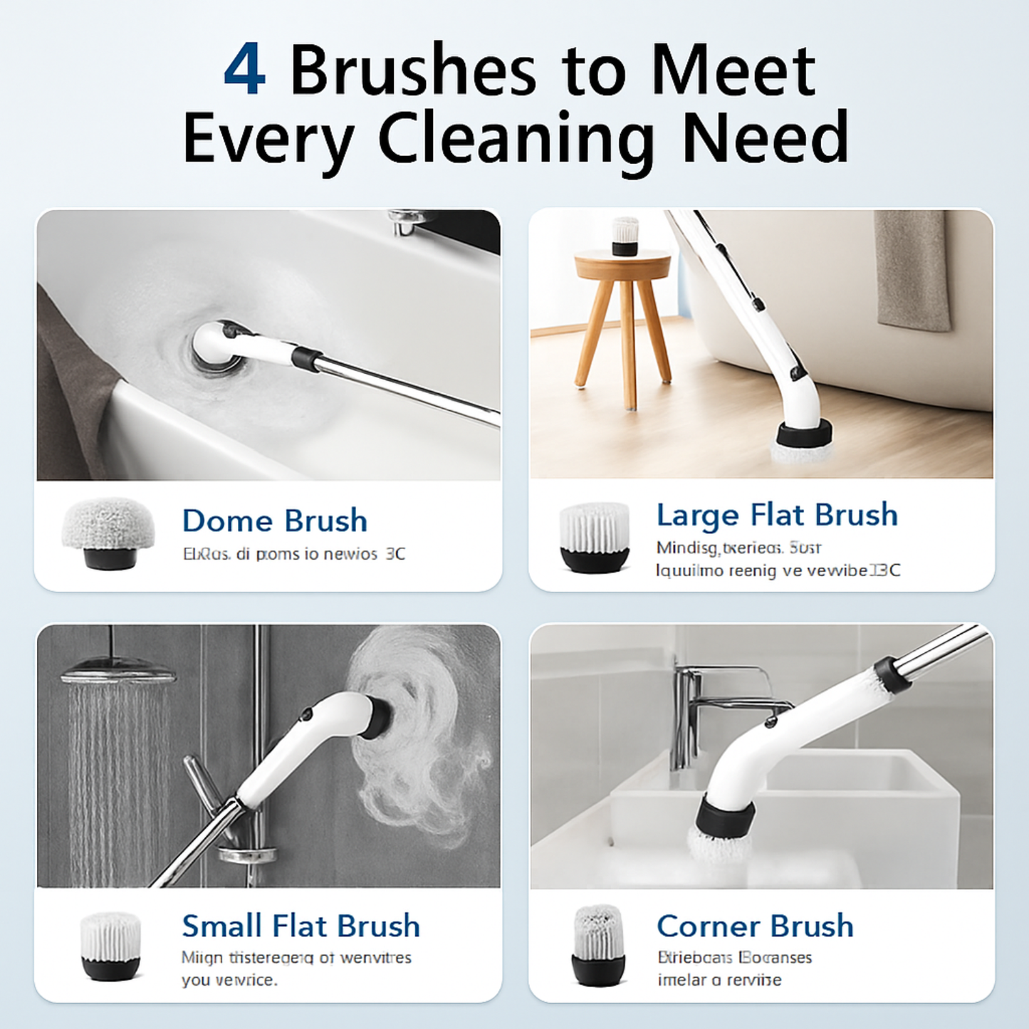Electric Spin Scrubbe Waterproof Bathroom Scrubber with Power LCD Display