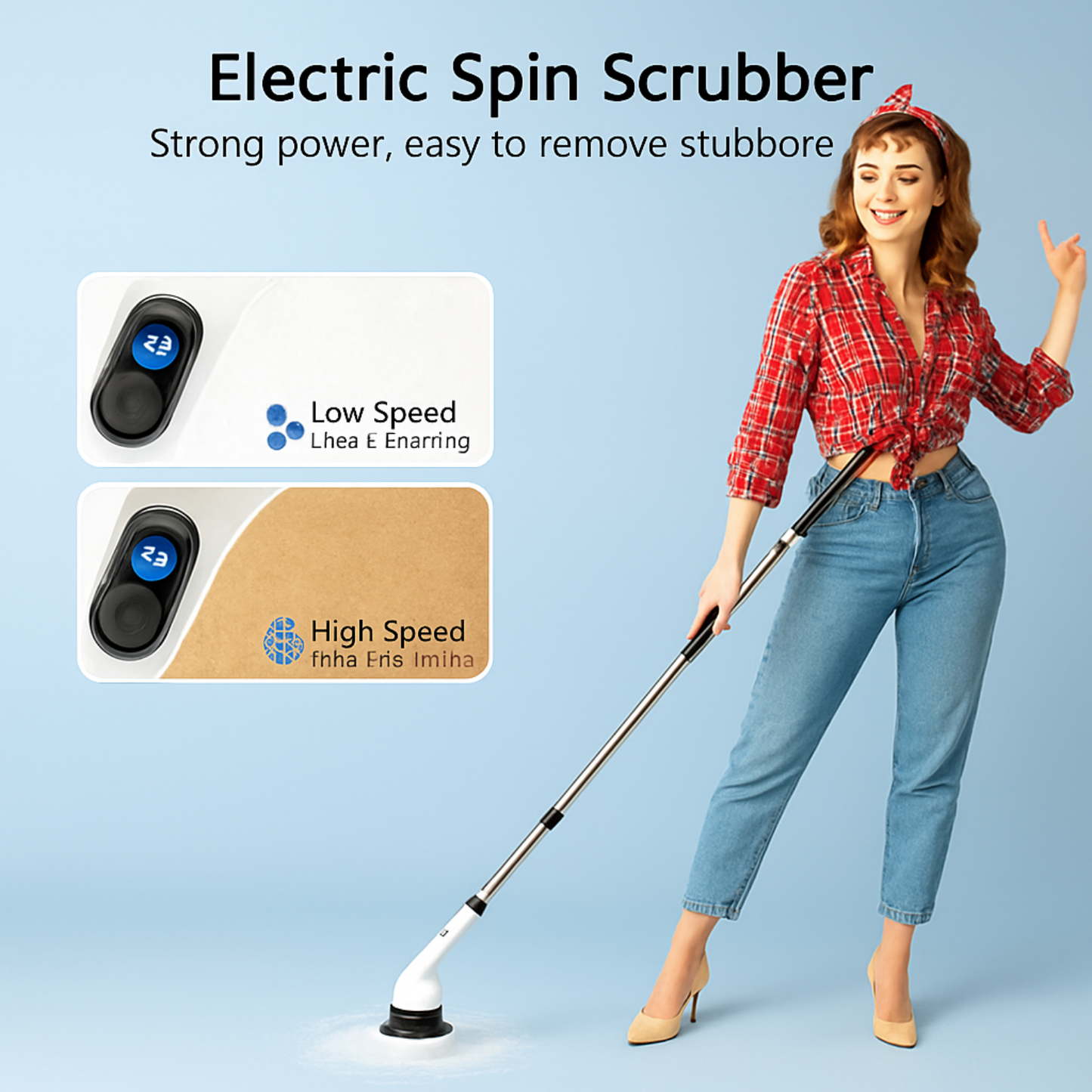Electric Spin Scrubbe Waterproof Bathroom Scrubber with Power LCD Display