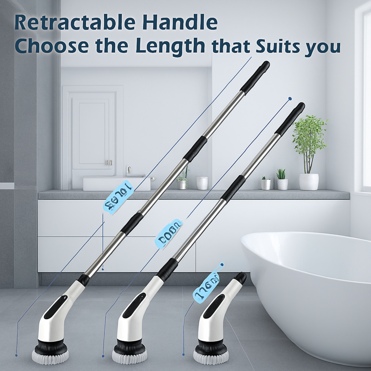 Electric Spin Scrubbe Waterproof Bathroom Scrubber with Power LCD Display
